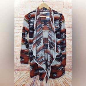 Lucky Brand | Colorful Aztec Textured drape front cardigan